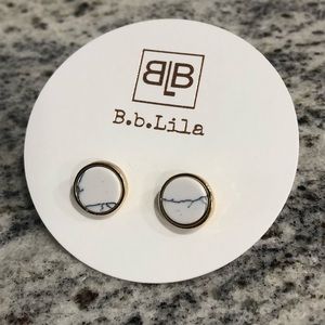 B.b.Lila Marble Gold Stud Earrings